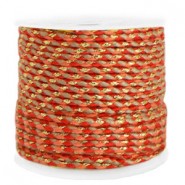 Trendy gevlochten koord 2mm Gold-orange red